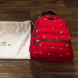 Coach Floral Quilted Puffer Nylon Backpack